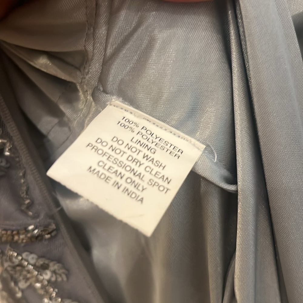 Mac Duggal Silver Sequin Long Sleeve Gown - Picture 10 of 10